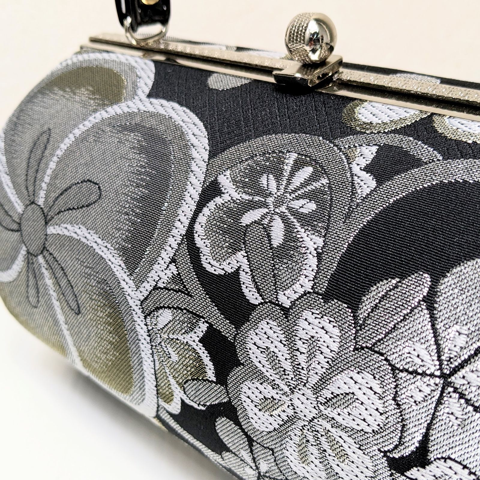 和装 草履バッグセット 帯地 黒 ブラック 3枚芯 フリーサイズ k15-13