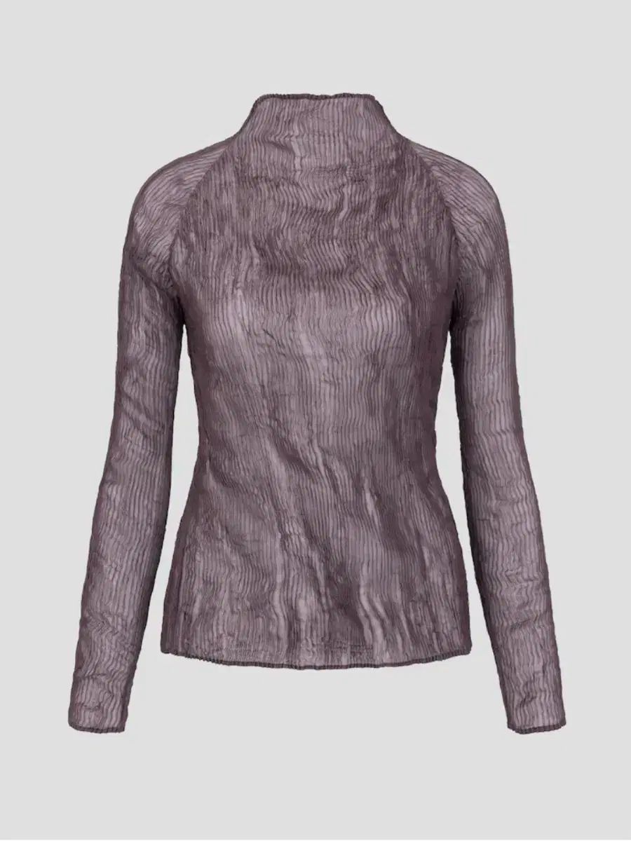 ISSEY MIYAKE イッセイミヤケ トップス シフォン ツイスト 1 那州 茶色 2 サイズ