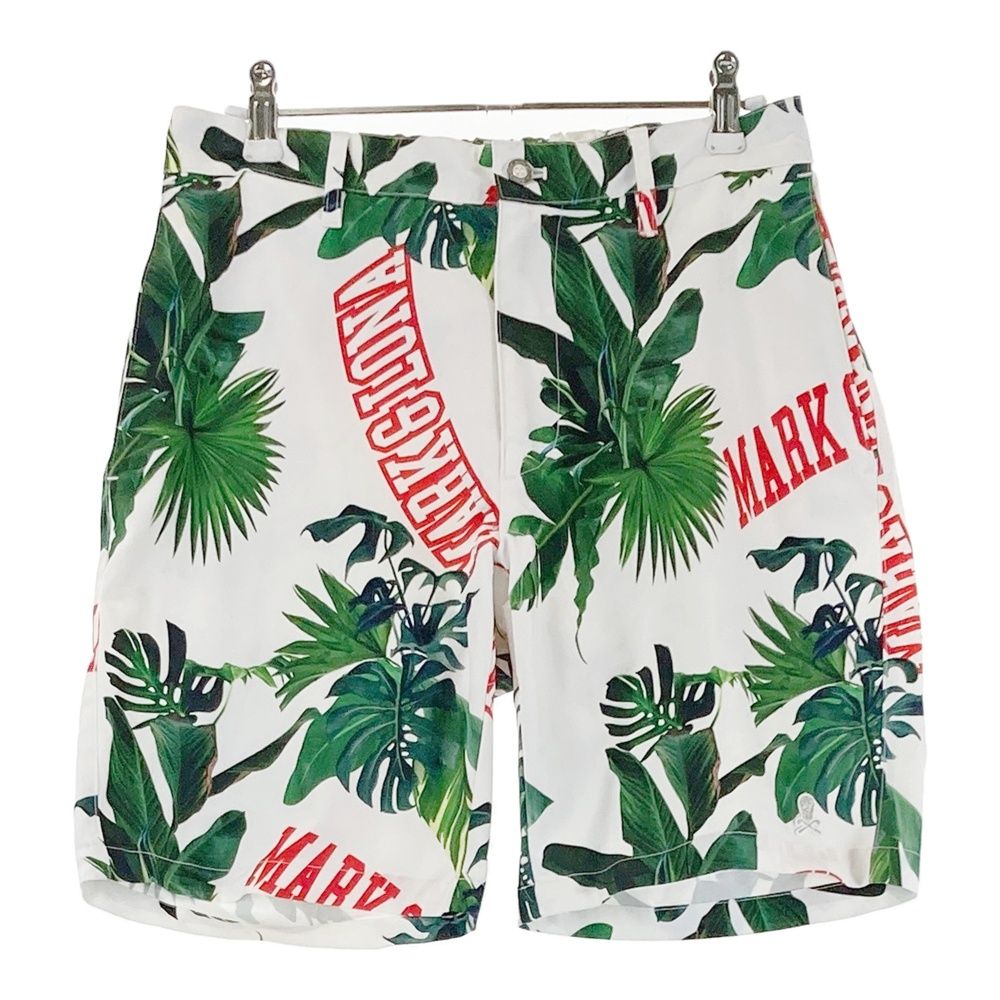 サイズ S MARK-LONA マークアンドロナ ハーフパンツ ロゴ×ヤシの葉柄 ホワイト系 240101539765 ゴルフウェア メンズ ストスト