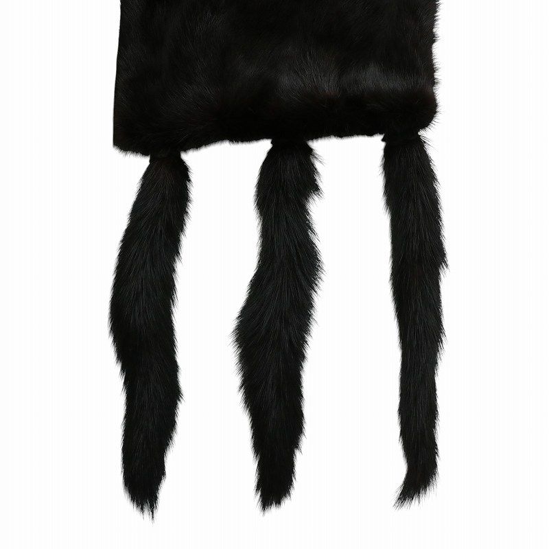 O344/美品 ミンク ティペット ショール 毛皮 リアルファー 大判 極美品☆MINK ミンク 房付き 本毛皮ショール/ティペット ダーク