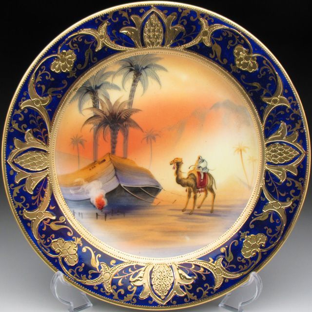 オールドノリタケ お皿 金盛り上げ 風景画 点盛 【公式通販】