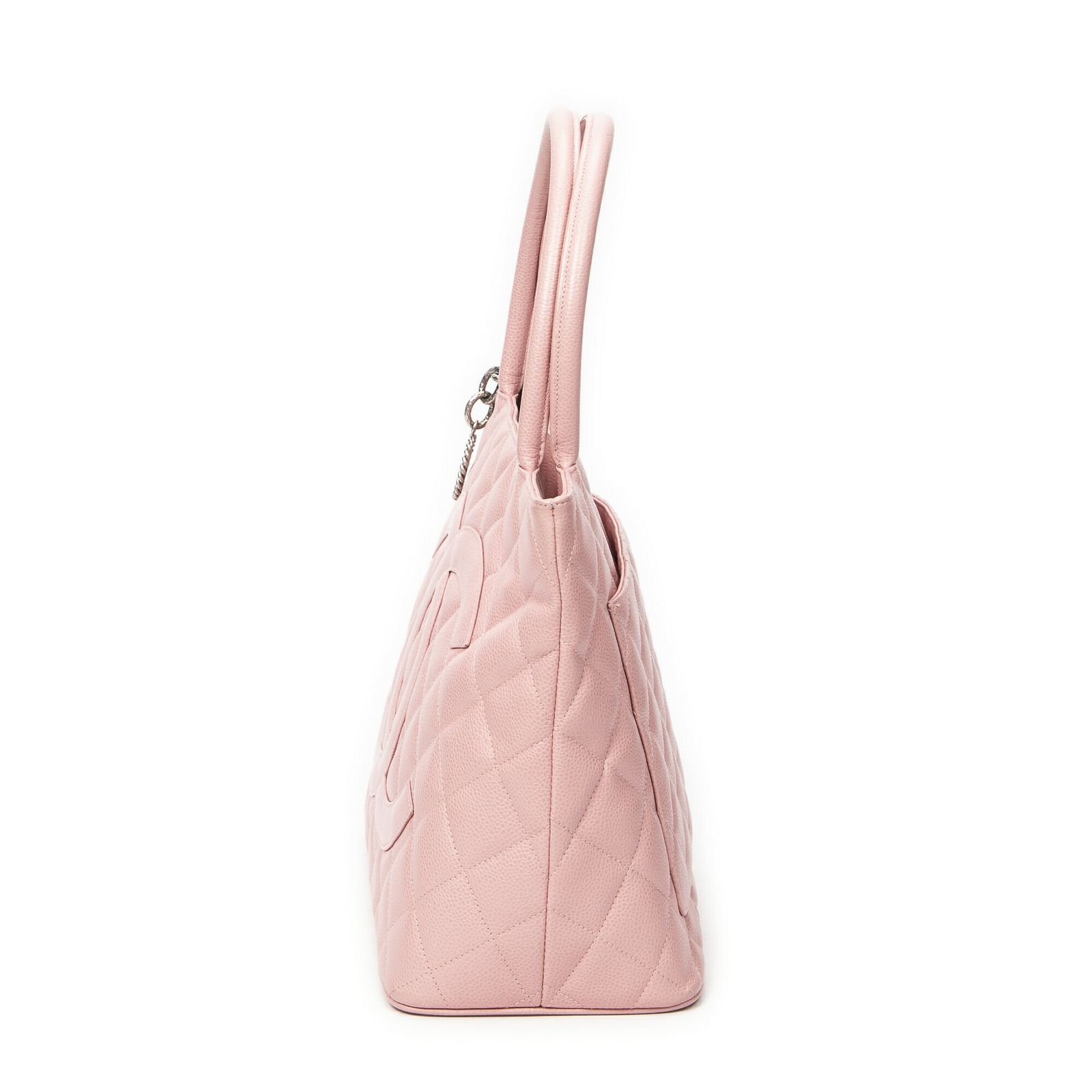 シャネルメダリオン トートピンクマトラッセキャビアレザーA