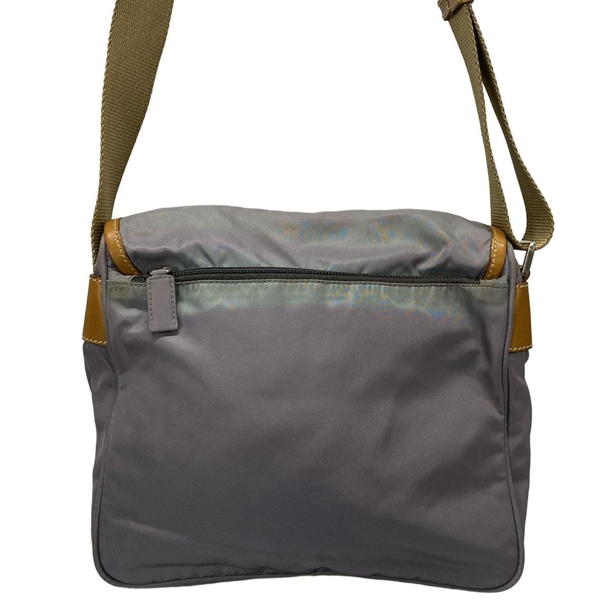 PRADA プラダ ショルダーバッグ レザー グレー レディース 中古