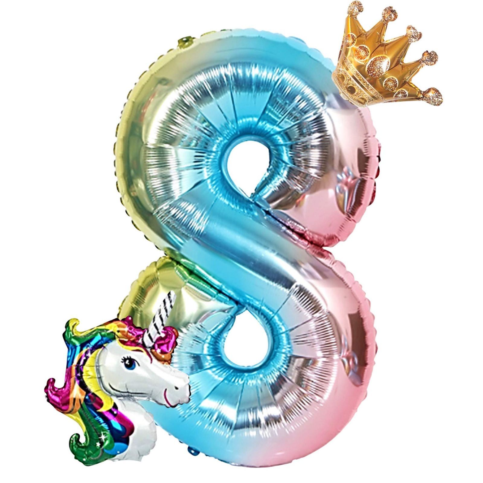 数量 ユニコーン 8歳 数字 バルーン セット 誕生日 deerzon 飾り付け 女の子 風船 装飾 バースデー パーティー 星 スター 数字 8