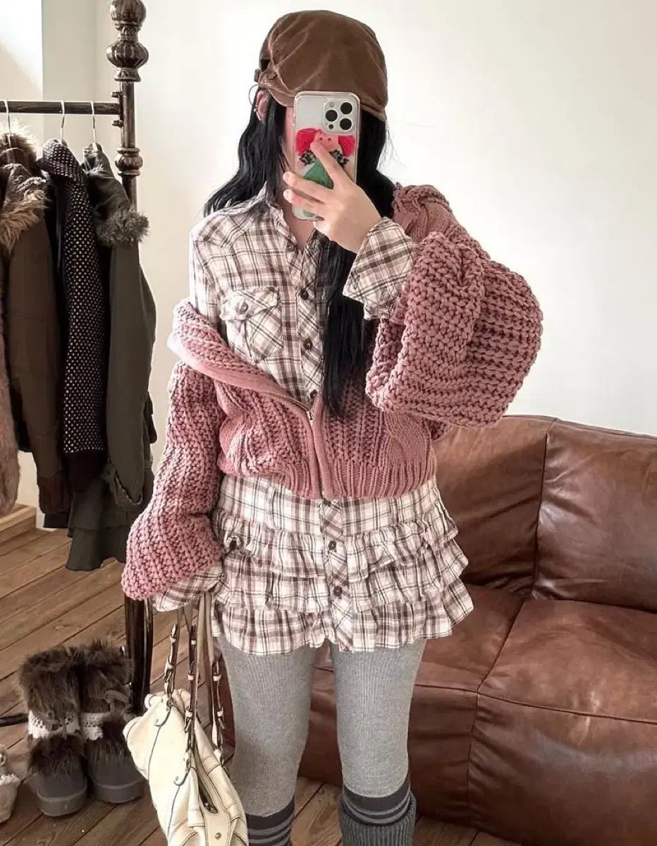 Wisegirl ギャル CHECK ピンク スカート フリル シャツ 必須アイテム