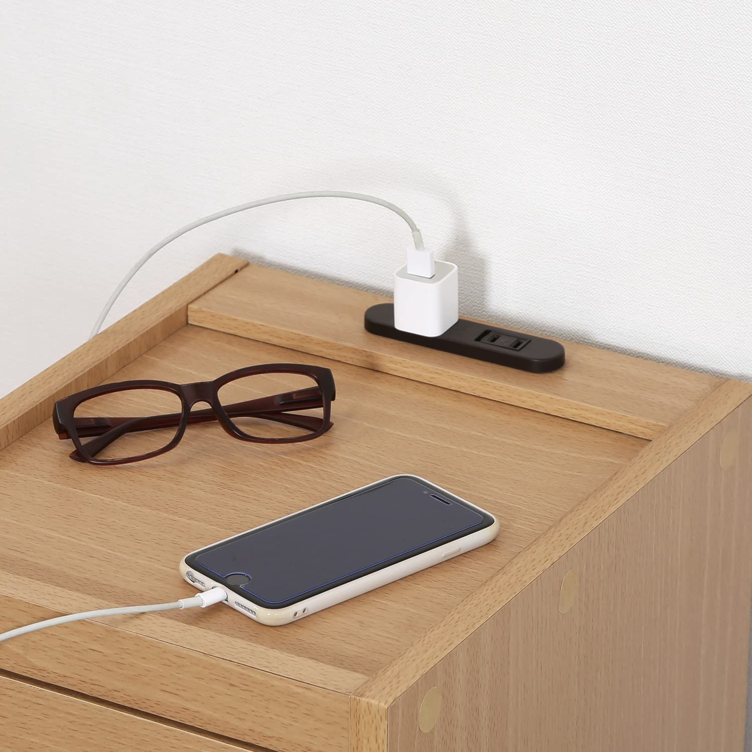 コンパクト 2口コンセント付き A4対応 99325 収納棚 引き出し