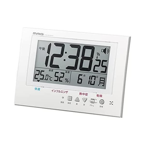 MAG(マグ) 掛け時計 電波時計 デジタル ガードマン 環境目安表示機能付き 温度 湿度 日付 曜日表示 置き掛け兼用 ホワイト (ホワイト)
