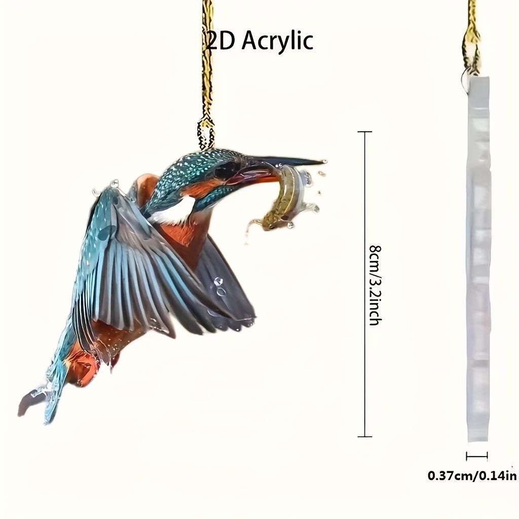 キーホルダー 鳥 カワセミ 魚 おもしろい 平面 2D アクリル 8cm