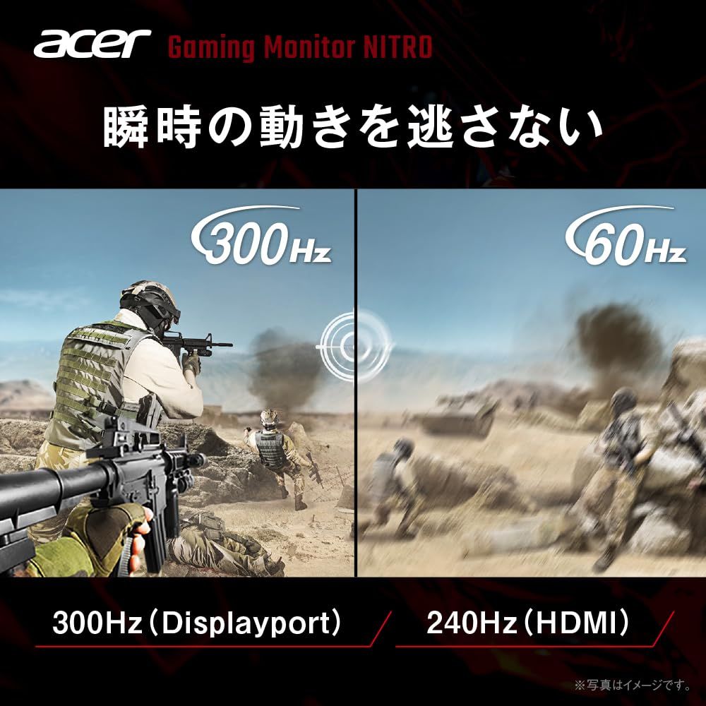 Acer Nitro ゲーミングモニター 24.5インチ フルHD IPS 非光沢 300Hz 1ms sRGB 99 AMD FreeSync Premium HDMI 2.0 DisplayPort 1.4 24.5型 IPS 300Hz スピ-カ-