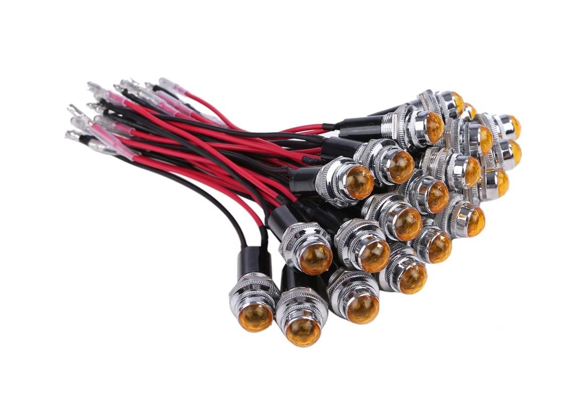 24V LED パイロット ランプ ダイヤカット 20個セット 16 16φ インジケーター ライト シグナル インジケータ カスタム パーツ 汎用品 (ホワイト) 