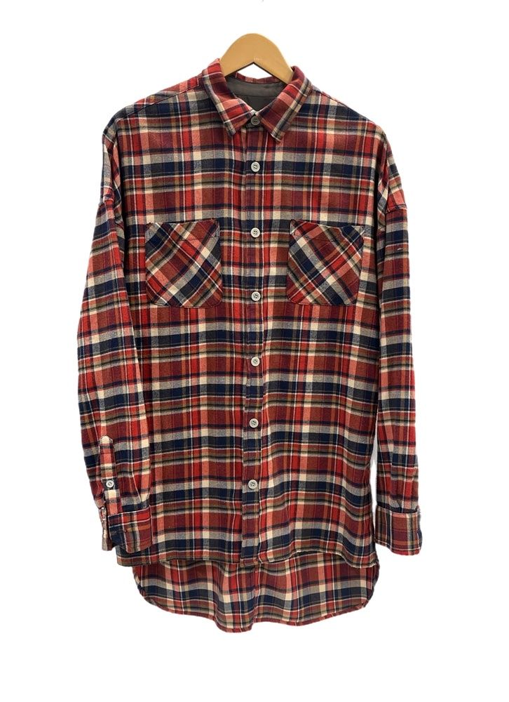 フィアオブゴッド FEAR OF GOD チェック フランネル シャツ 赤 長袖シャツ レッド Mサイズ 101MT-5007