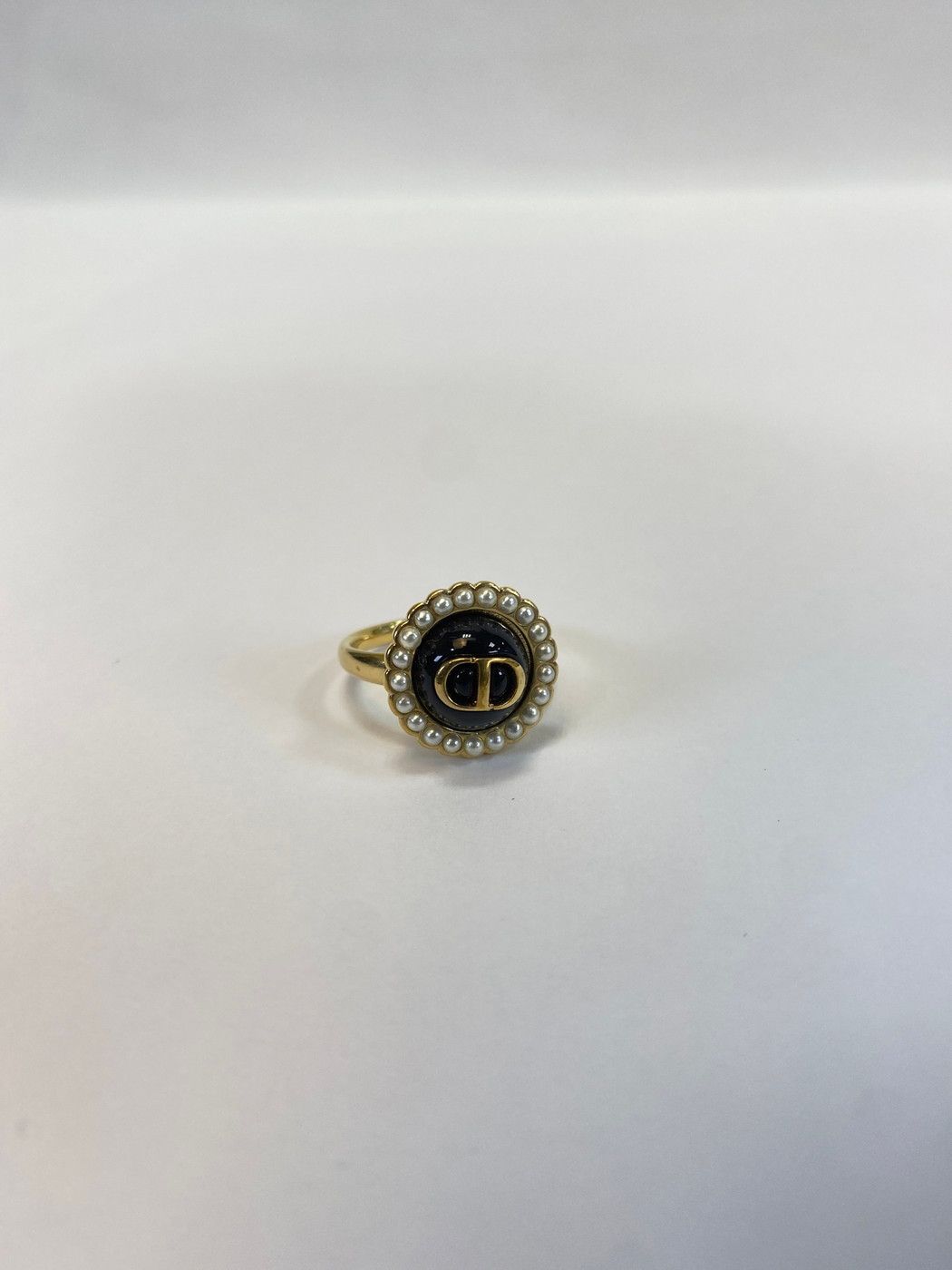 Dior リング 指輪 CDロゴ ゴールド ブラック パール 12号 9554 Christian Dior ディオール リング 指輪 CDロゴ ゴールド