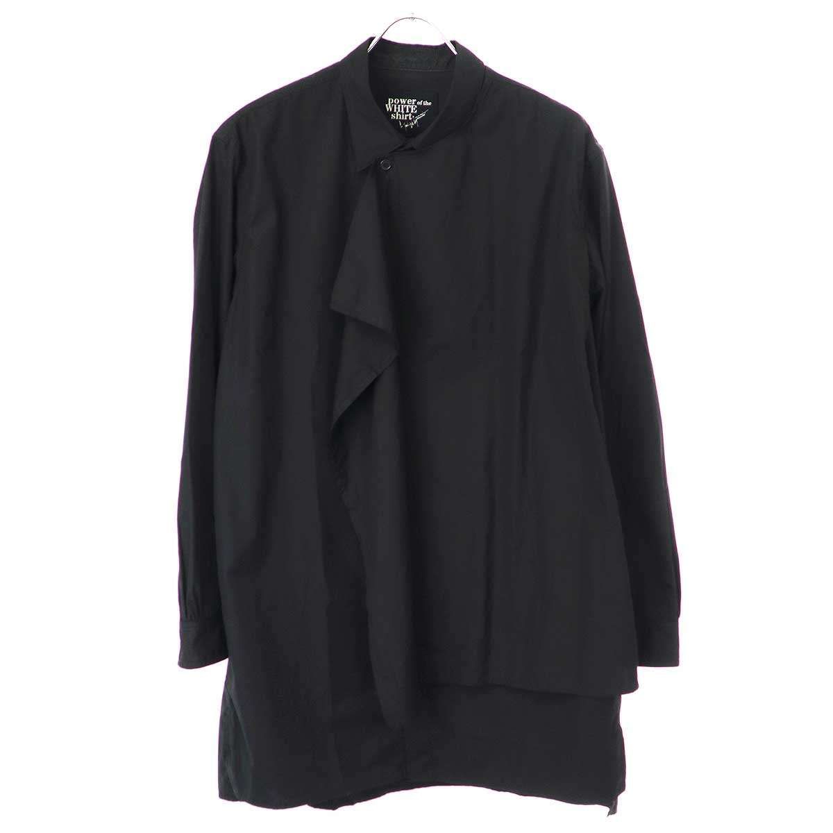 Yohji Yamamoto POUR HOMME ヨウジヤマモト プールオム 23AW ストール付き環縫いシャツ ブラック 2 HJ-B29-018