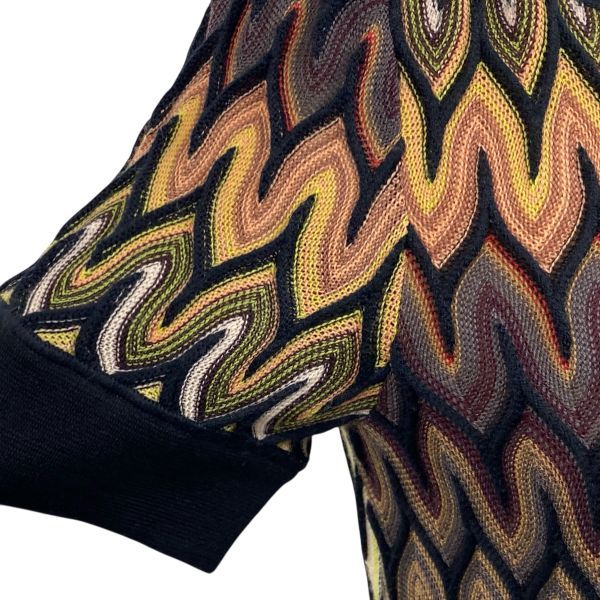 ◇ ミッソーニ MISSONI ニットワンピース 膝丈 半袖 黒 マルチ