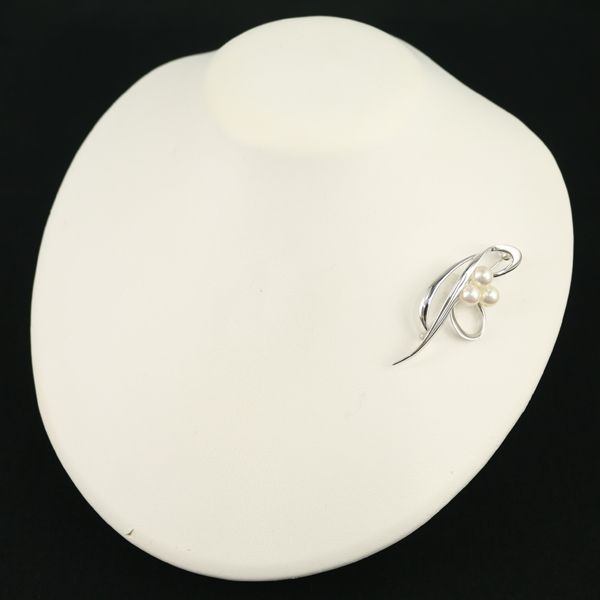 【美品】ミキモト　パール　ブローチ　シルバー　コサージュ ミキモト ブローチ パール 真珠 6.8-7.2mm シルバー #170851