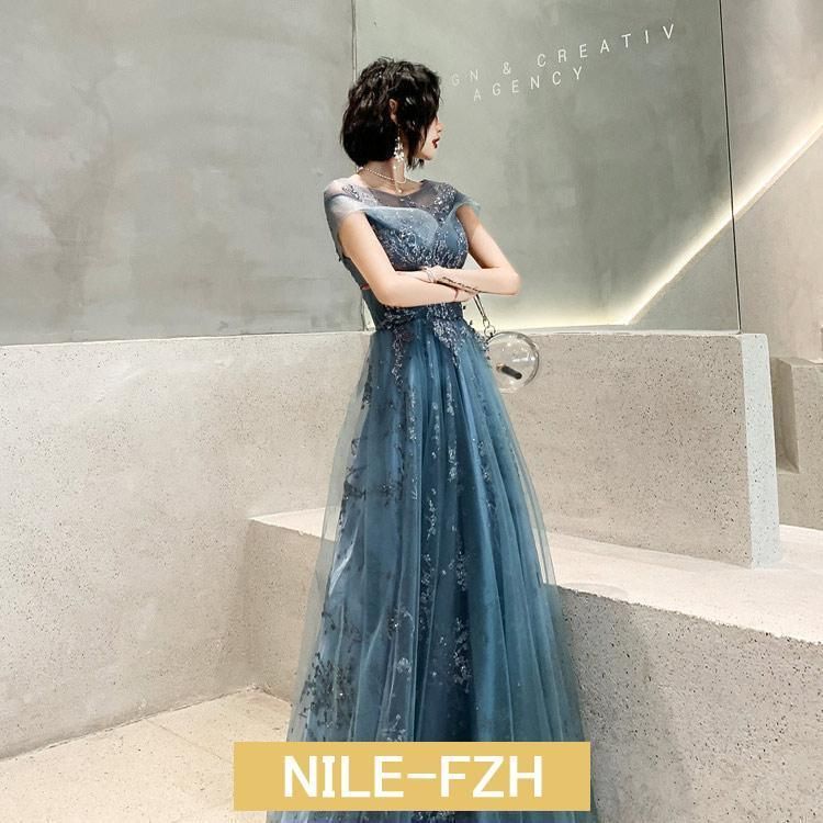 ロングドレス ブルー