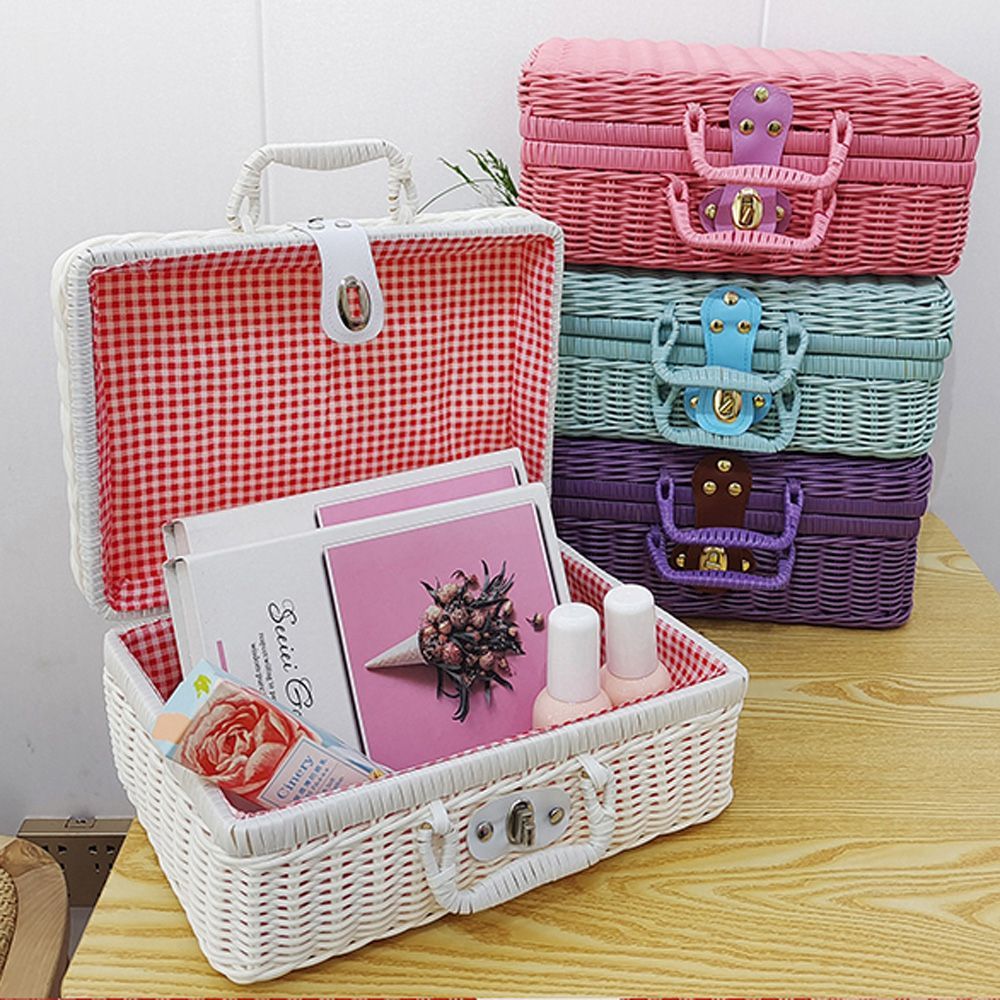新品 バスケット トランク ケース 持ち運び 編みかご カゴ かわいい