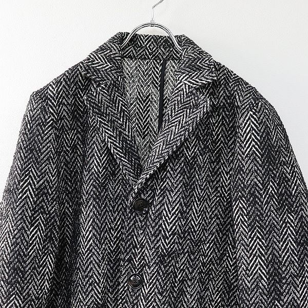 DIESEL/ディーゼル チェスターコートチャコールブラック メンズ DIESEL ディーゼル ウールミックス ヘリンボーン