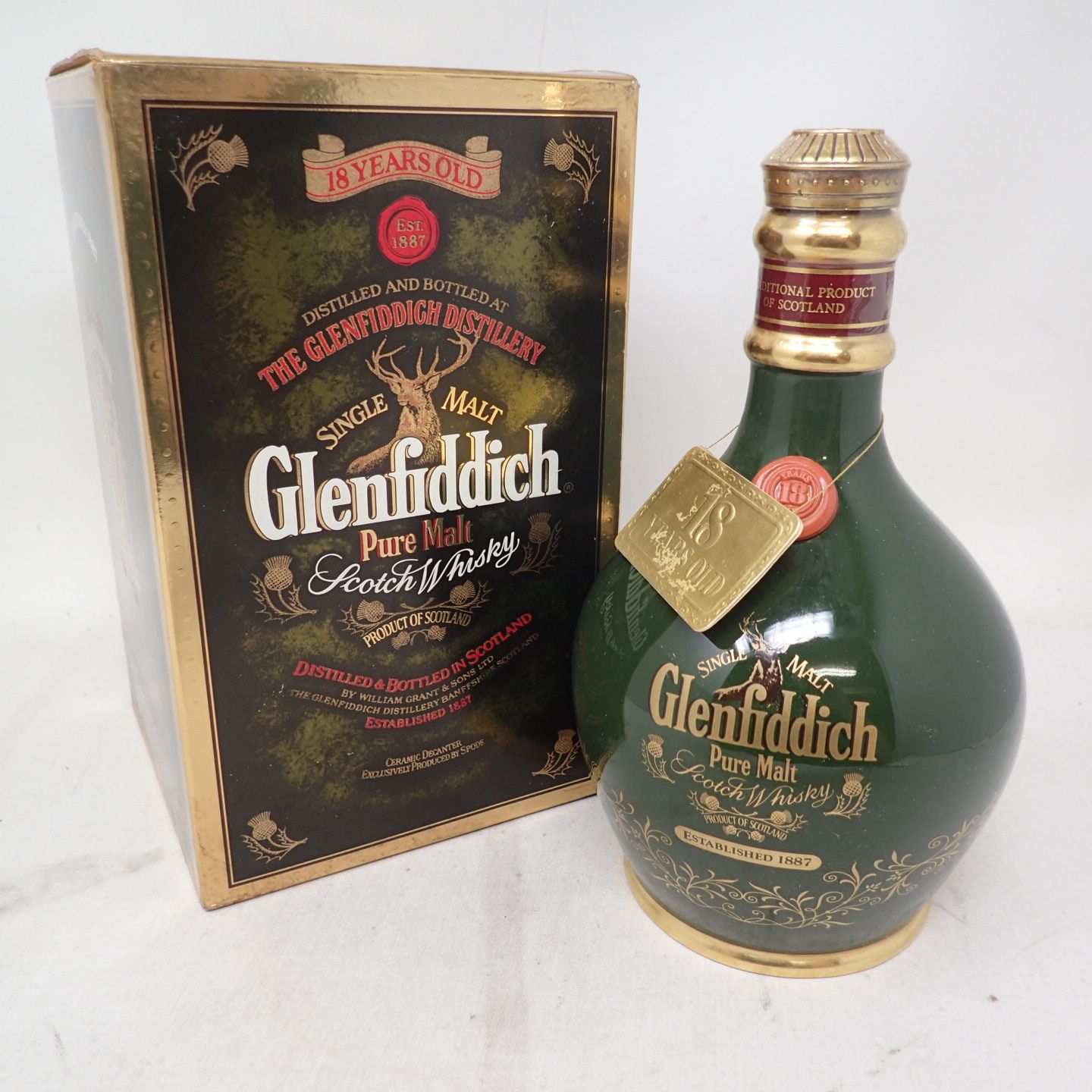 Glenfiddich グレンフィディク ピュアモルト18年緑陶器ボトル-