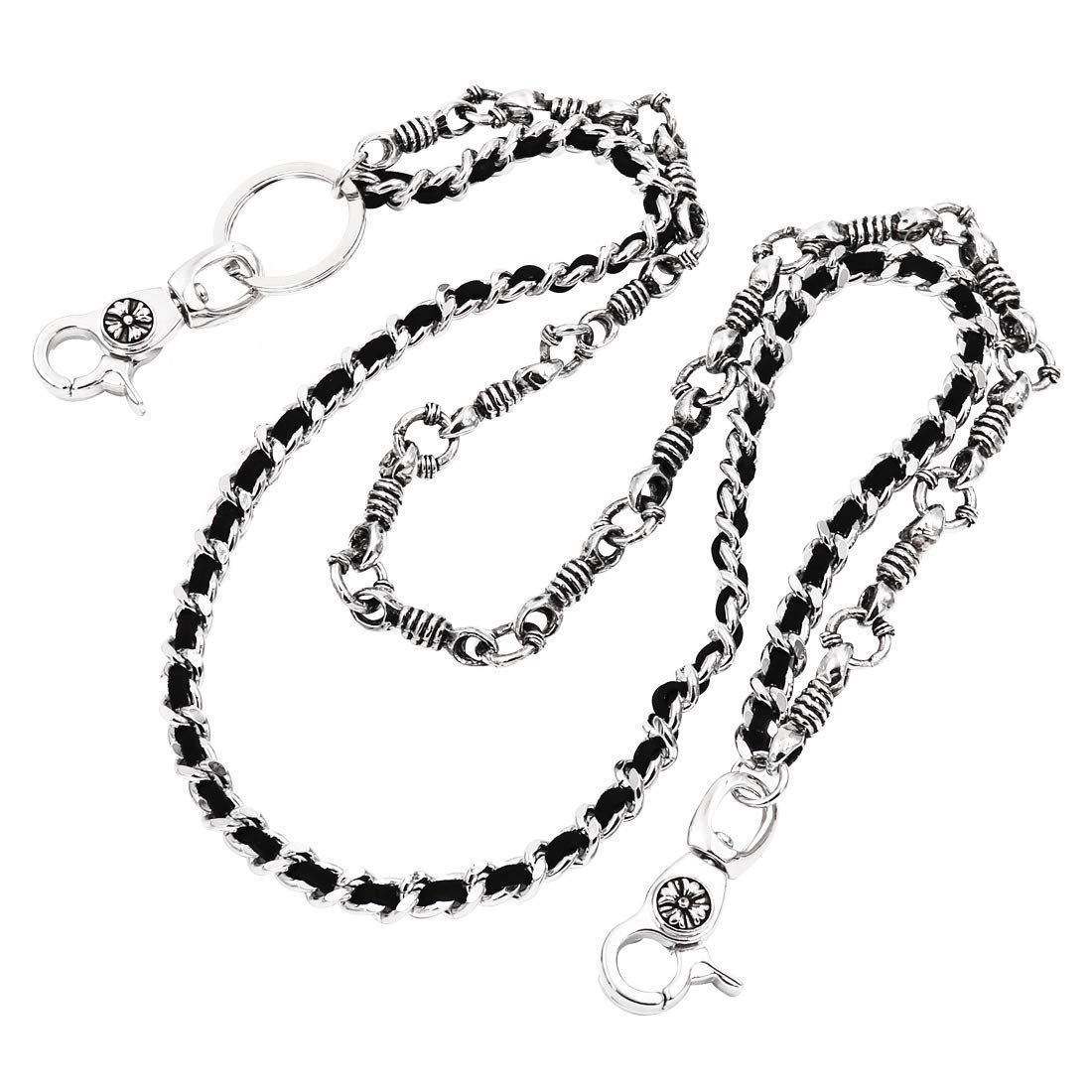 【在庫処分】ブラックひも ウォレットチェーンバイカーパンクキー [UNIQSUM] 2連チェーン SJ31S
