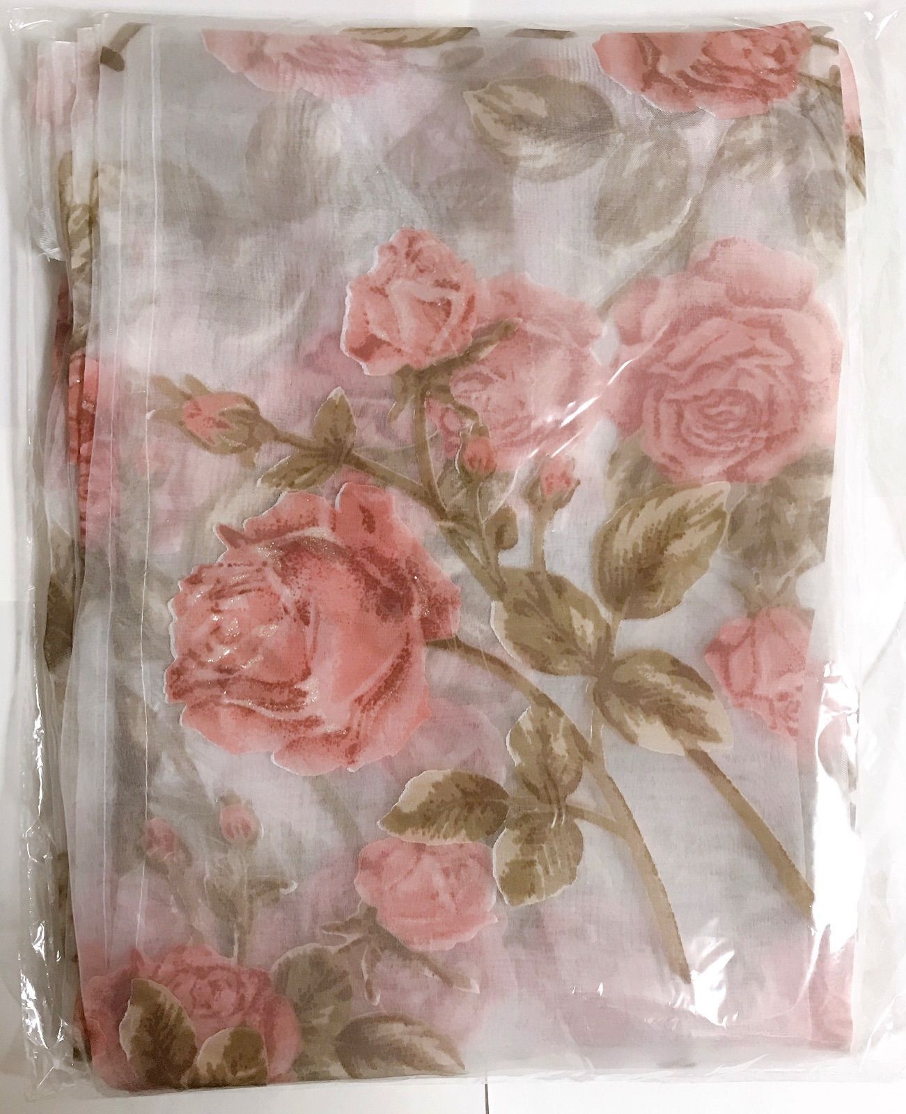 バラ 薄 ピンク柄 2枚セット 花柄 レースカーテン 薔薇 花 植物柄 色 カーテン裾上可◎ インテリアmanaco メルカリ