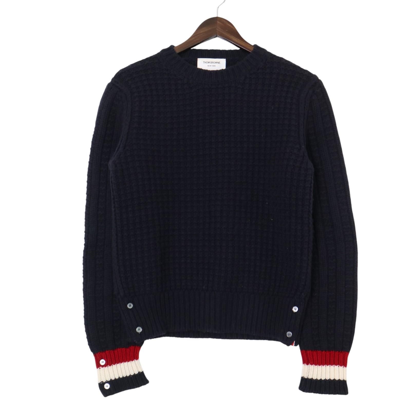 THOM BROWNE.(トムブラウン) クルーネック ケーブル ニット セーター 