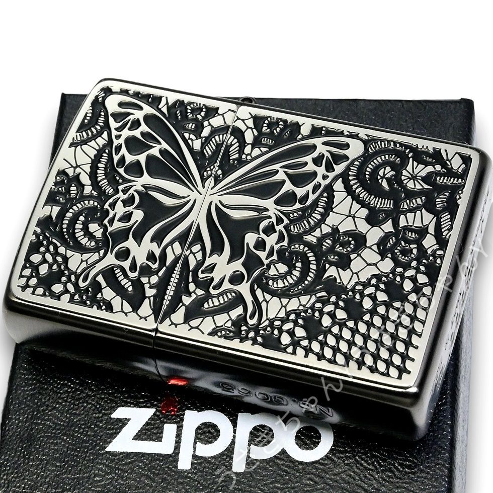 zippo☆限定☆ブラックメタルSV☆セクシー＆バタフライ☆ジッポ