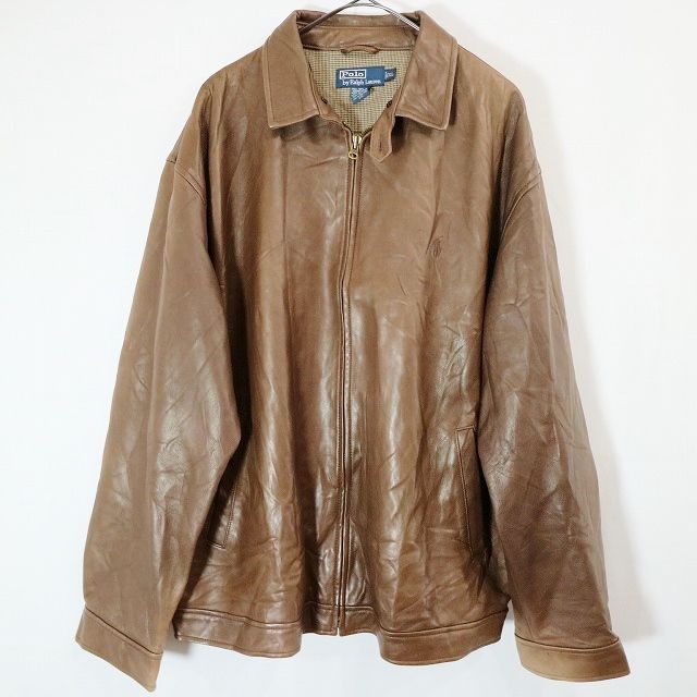 90s【Polo by Ralph Lauren 】XLブラウンレザー