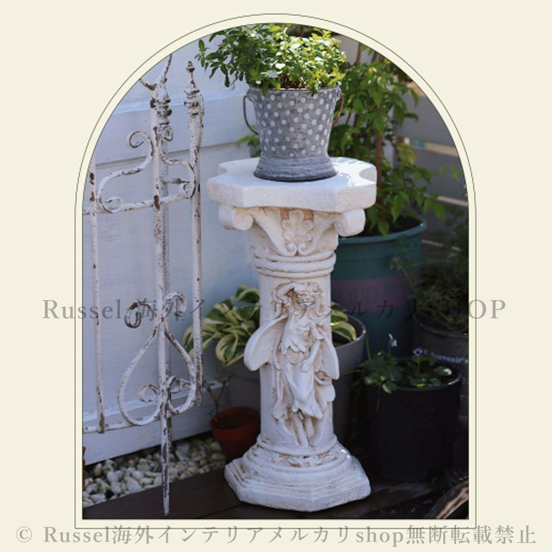 GMFK214A○西洋 ヨーロピアン クラシック オブジェ 玄関飾 置物 装飾柱 ガーデンオーナメント オブジェ 妖精 置物 デコレーション