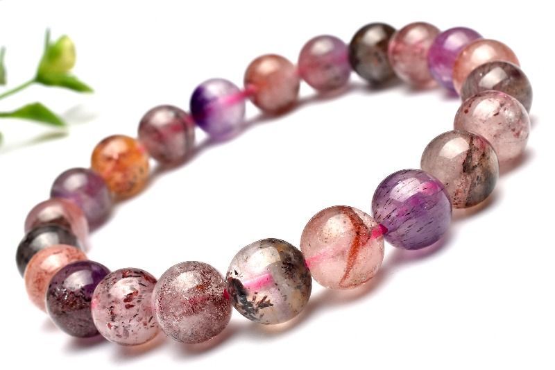1点物】人気◇マルチカラー スーパーセブン 8.5mm ブレスレット