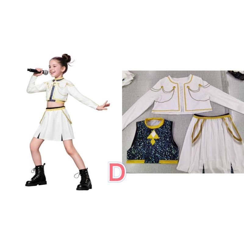 未使用　デーモンハンターズ　ルミ　コスプレ　コスチューム　衣装　130 キッズ KPOPガールズ！デーモン・ハンターズ ルミ風コスプレE 白ホワイト子供3