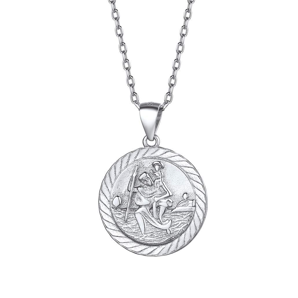 【迅速発送】Silvora コイン ネックレス レディース シルバー925 ペンダント メンズ セントクリストファー お守り アクセサリー
