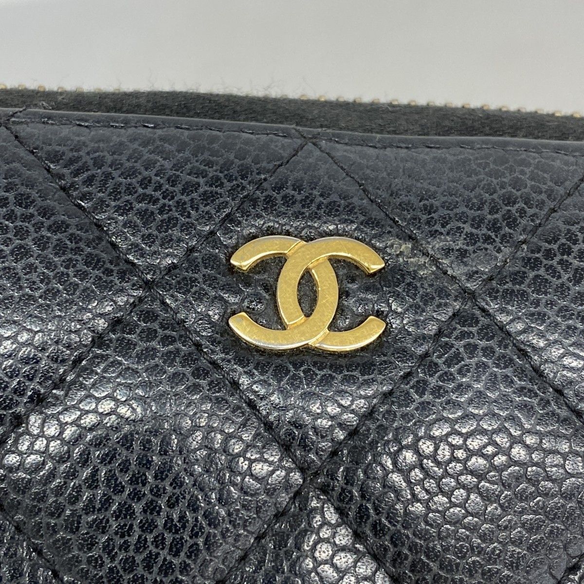 5hb0843-h】シャネル 長財布 マトラッセ キャビアスキン ブラック  