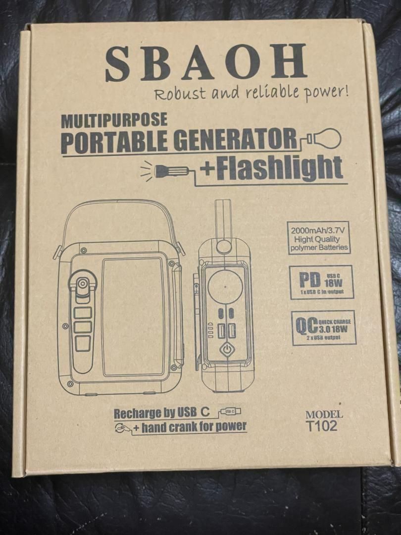 ポータブル電源20000mAh/3.7V 家庭用蓄電池 手回し発 USB急速