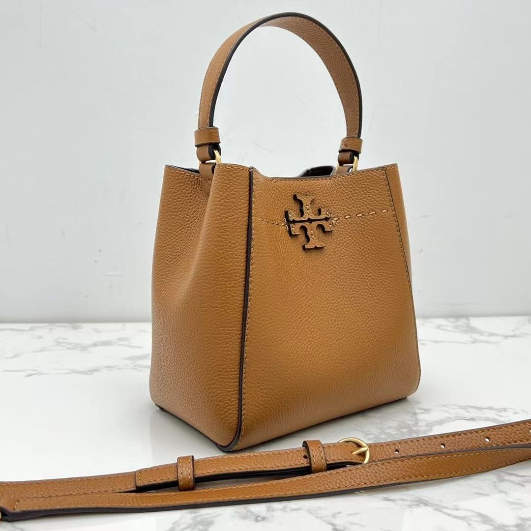 新品未使用 TORY BURCH トリーバーチ MCGRAW HOBO バケットバッグ マックグロースモールバケット グリー 茶色