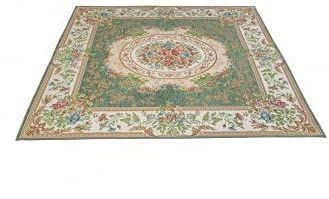 【特価商品】ゴブラン織シェニールカーペット グリーン 約240×240cm 4.5畳用 HR90424GN