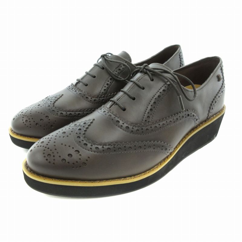ランバンオンブルー　レースアップレインシューズ ウィングチップ ウェッジソール LANVIN en Bleu レースアップ カジュアルシューズ 86474(25.0 D