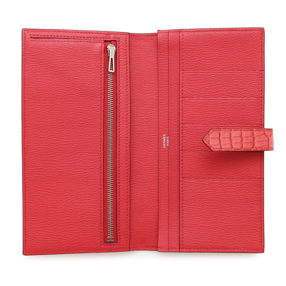 エルメス 長財布 ベアンスフレ ブーゲンビリア/シルバー金具  