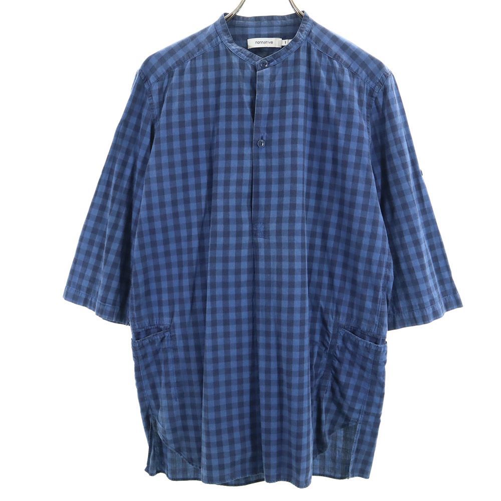 nonnative ノーカラー ストライプシャツ ブルー ノンネイティブ 【公式