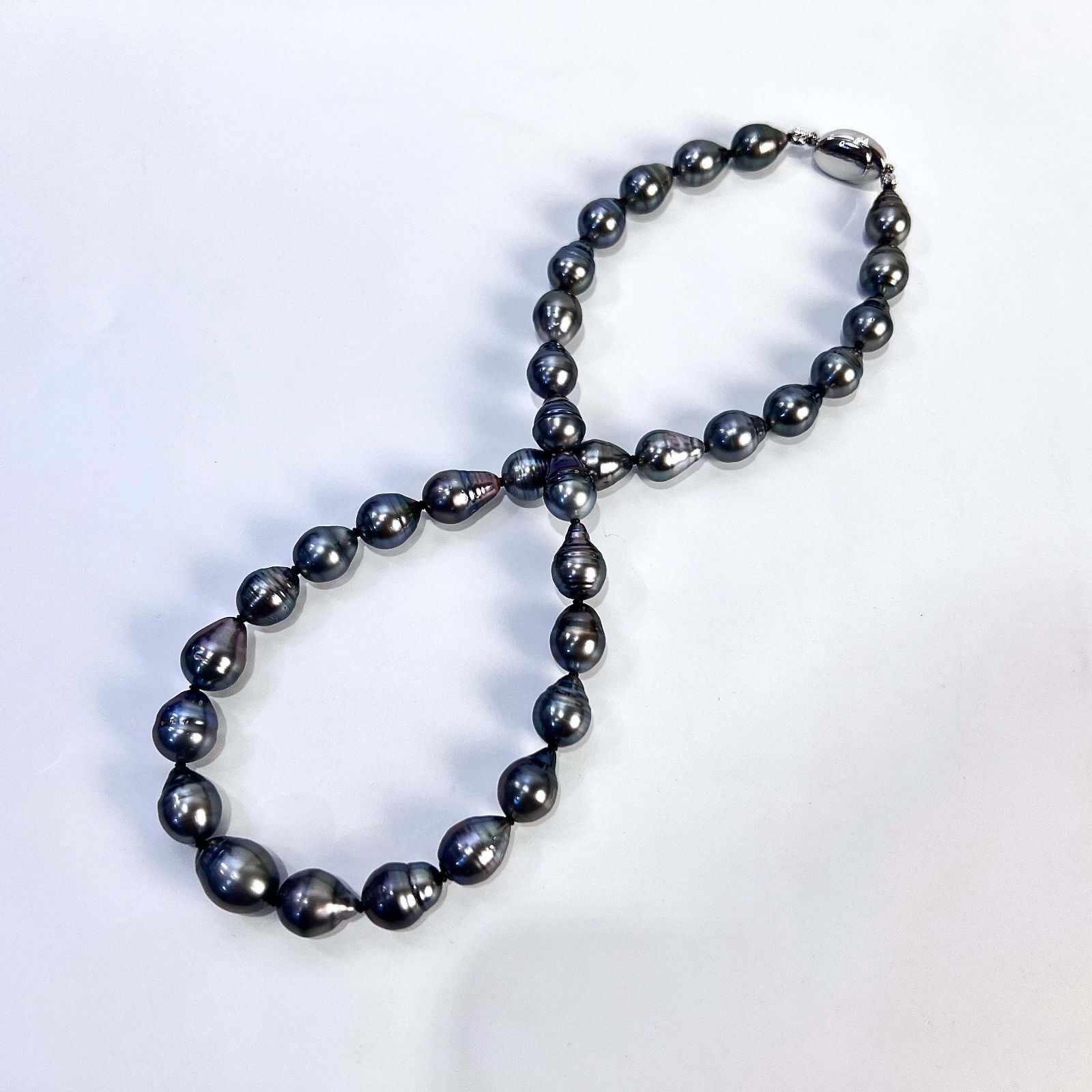 SV 黒蝶 タヒチ ブラック パール バロック ネックレス 天然 本