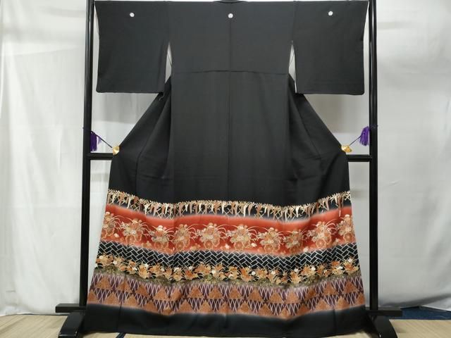 平和屋着物□豪華黒留袖 風景文 暈し染め 金糸 正絹 逸品 AAAY3514mf