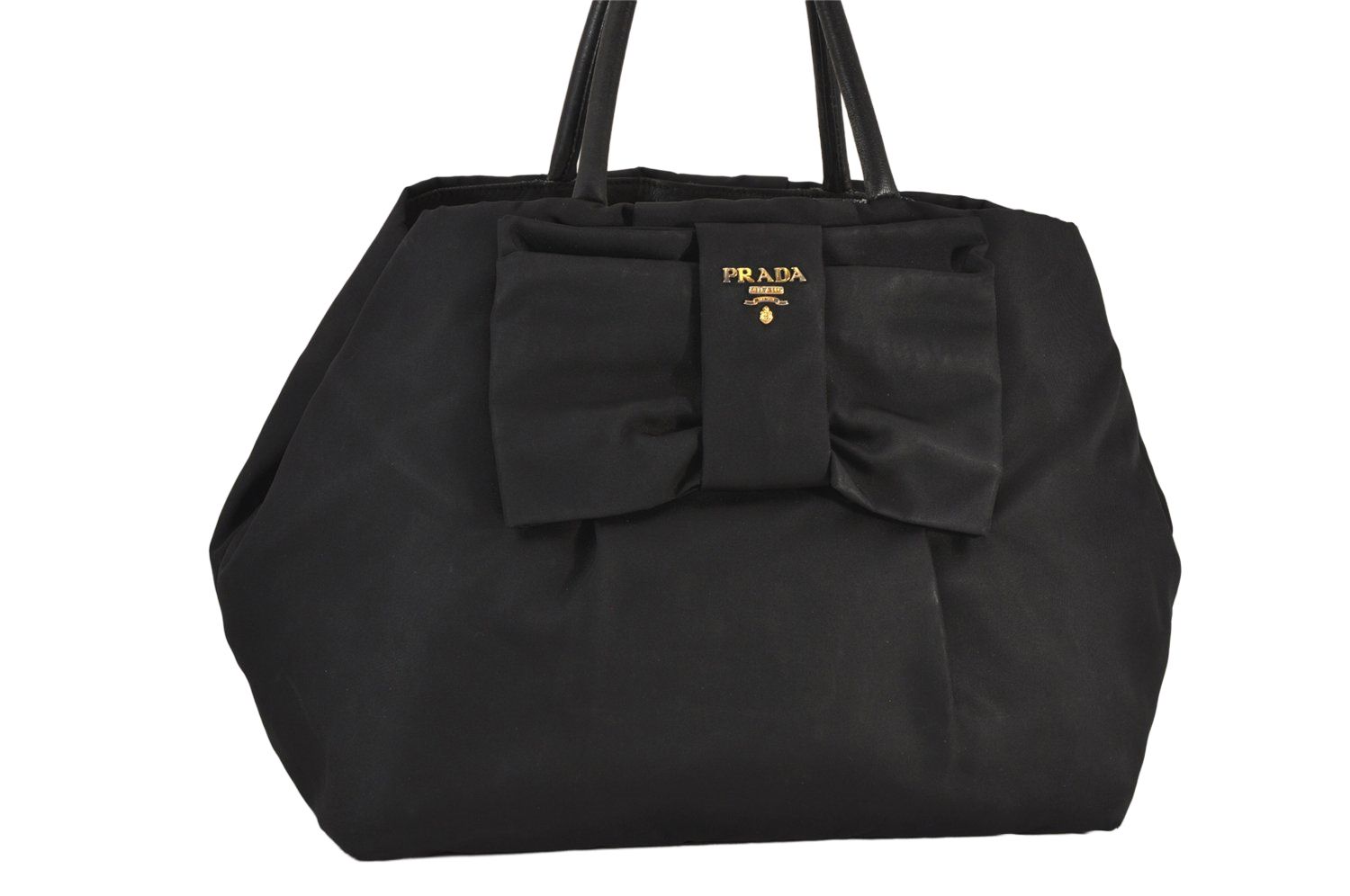 PRADA プラダ フィオッコリボン ナイロン レザー ハンドトート