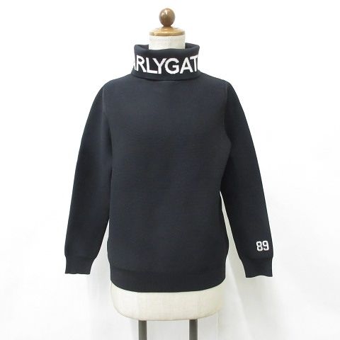パーリーゲイツ PEARLY GATES ゴルフ ニット セーター 長袖 タートルネック ロゴ ワッペン 厚手 黒 紺 ネイビー ブラック 0