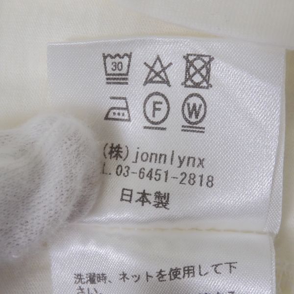 美品 jonnlynx ジョンリンクス ノースリーブカットソー ホワイト M コットン100% レディース AY3251A24