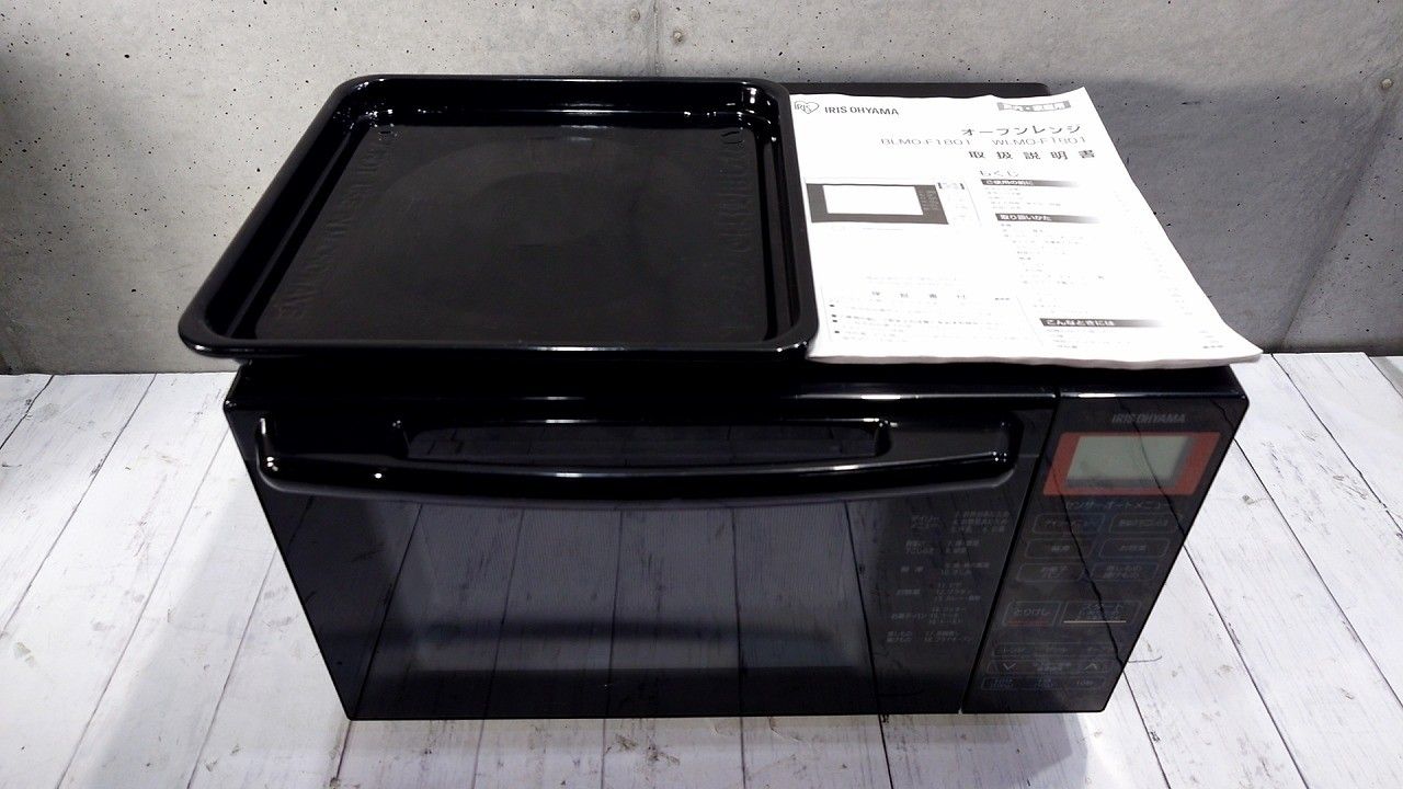 IRIS OHYAMA アイリスオーヤマ オーブンレンジ 18L フラットテーブル ヘルツフリー BLMO-F1801-B ブラック