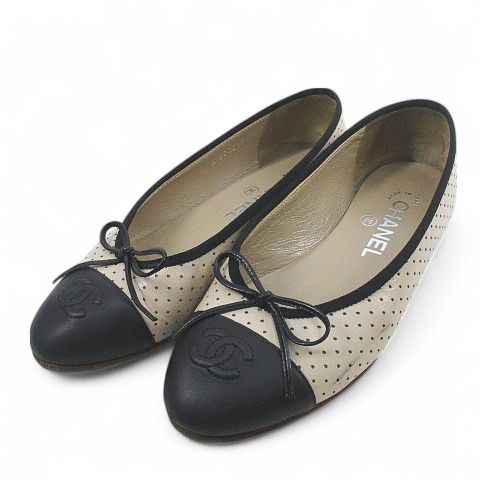 新作 フラットシューズ CHANEL シャネル パンプス パイピング リボン 靴