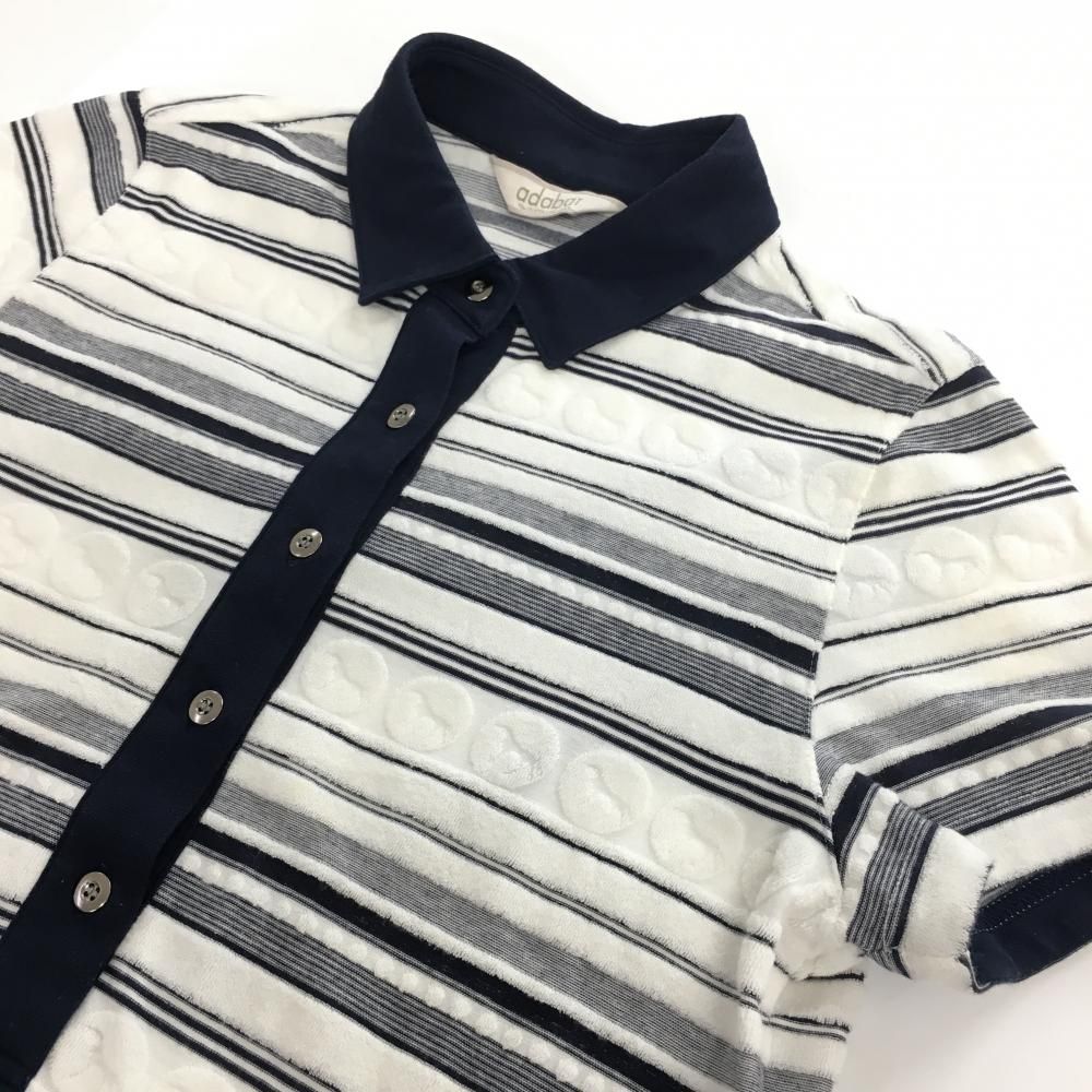 ☆SALE価格☆アダバット 半袖ポロワンピース 白×ネイビー ボーダー