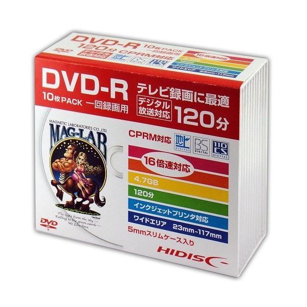 まとめ)HIDISC DVD-R 録画用5mmスリムケース10P HDDR12JCP10SC