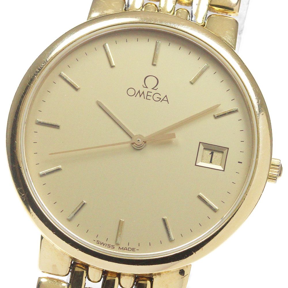 OMEGA デビル　De Ville腕時計1367 クオーツ　ゴールド　スクエア O-7502| オメガ デビル スクエアケース 金張り ゴールドダイヤル