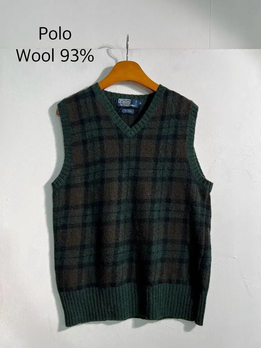 Polo ポロ wool 93 % チェック ベスト m